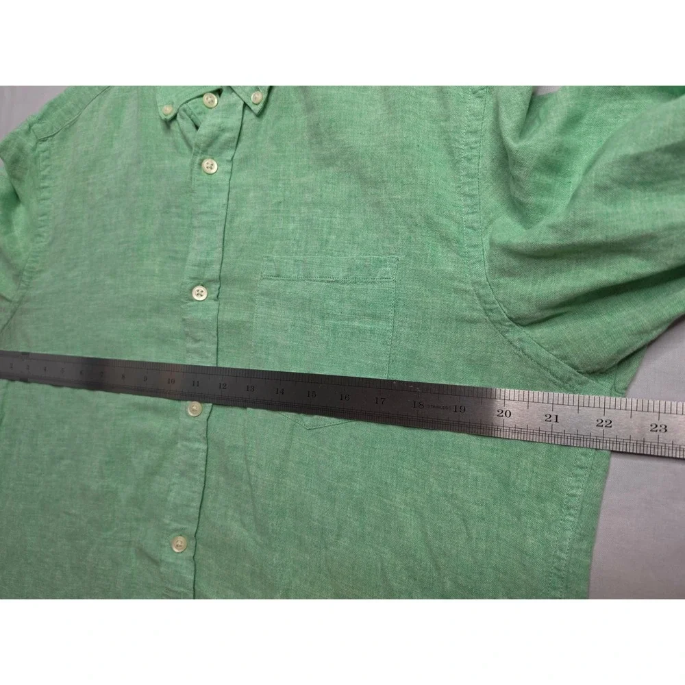 Banana Republic Shirt Men's Medium Green Linen Long Sleeve Button-Down Casual